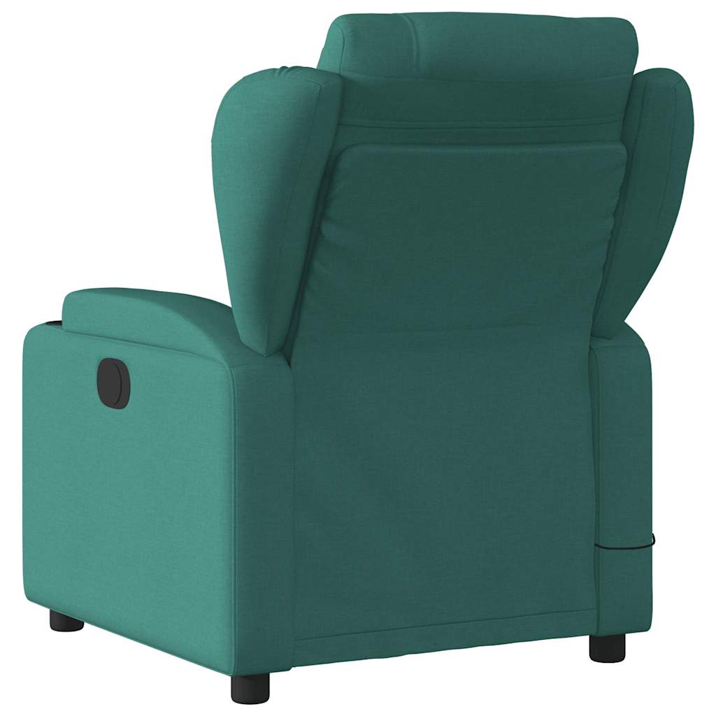 Reclining massage chair, dark green, fabric