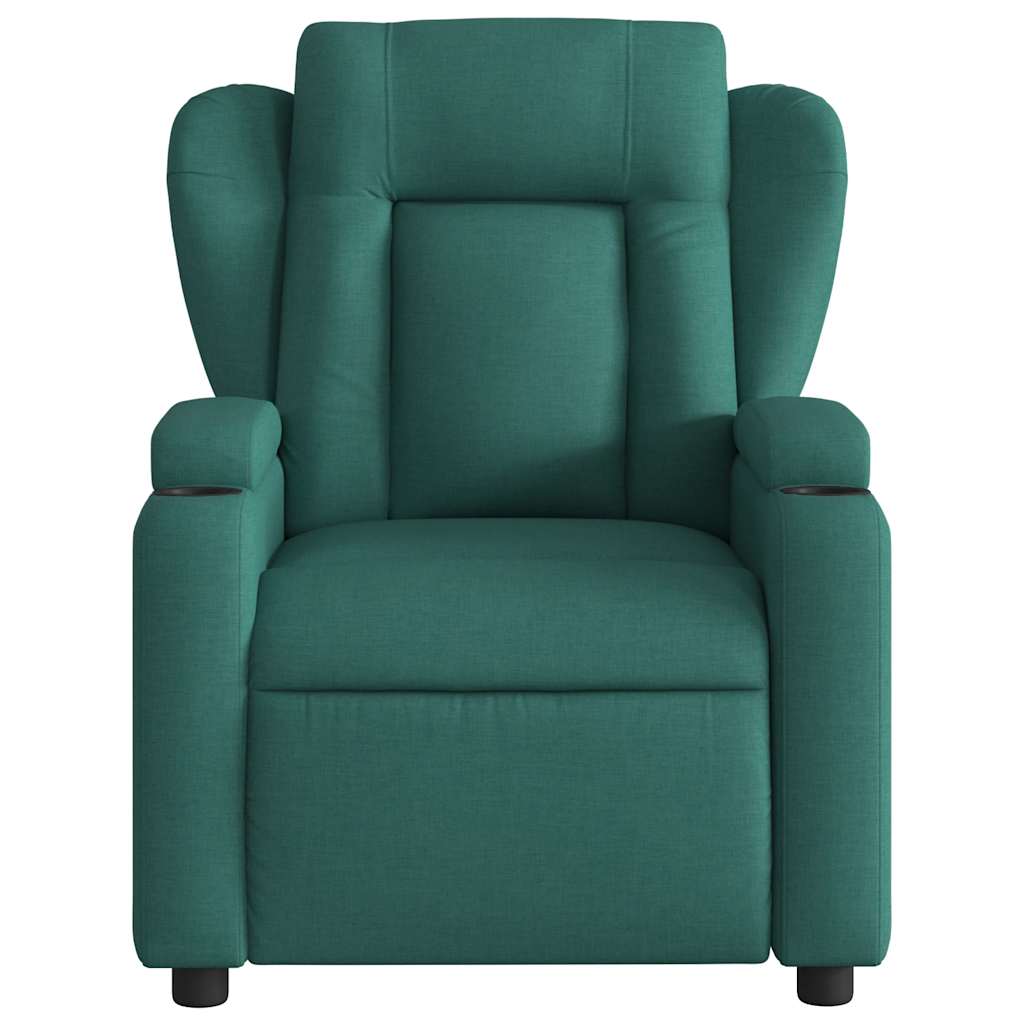 Reclining massage chair, dark green, fabric