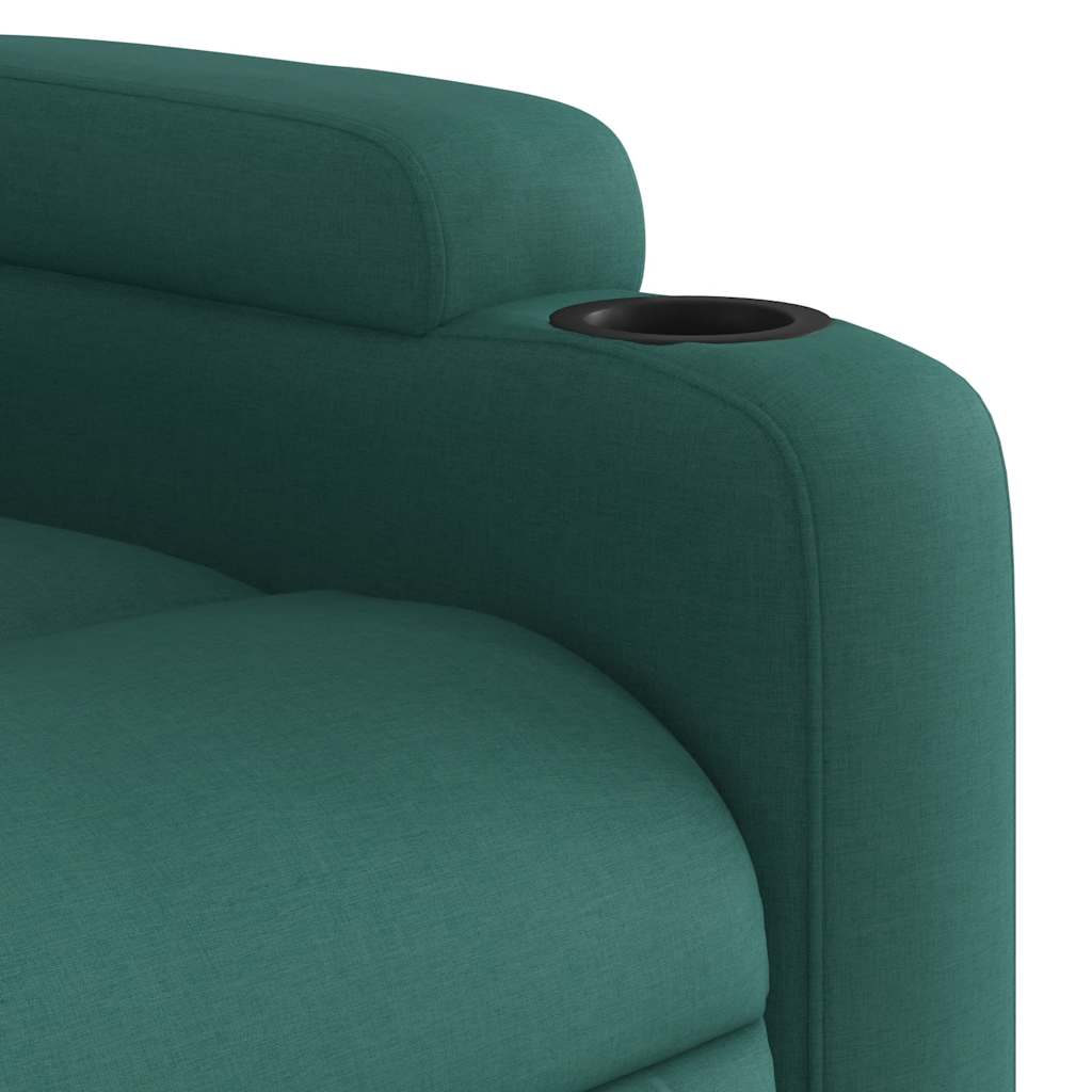 Reclining massage chair, dark green, fabric