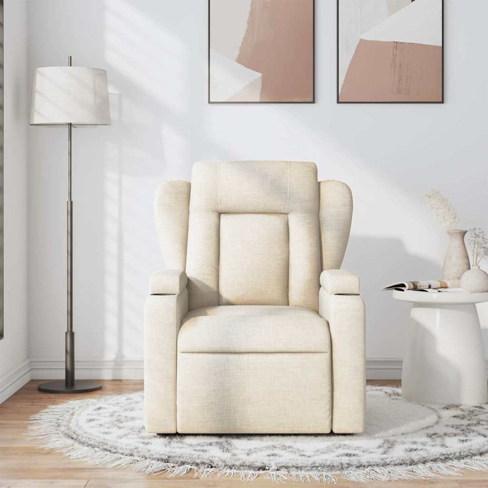 Reclining massage chair, cream, fabric