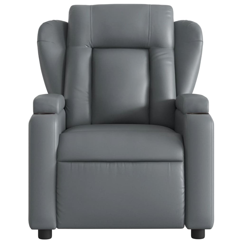 Recliner, grey, artificial leather