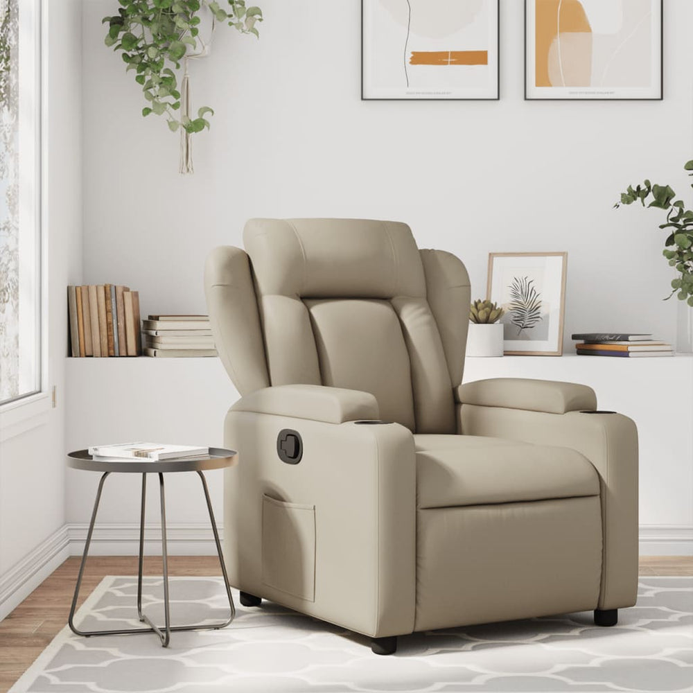 Recliner, cappuccino color, artificial leather