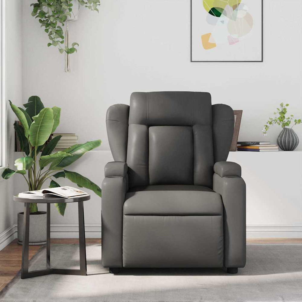 Reclining massage chair, grey, artificial leather