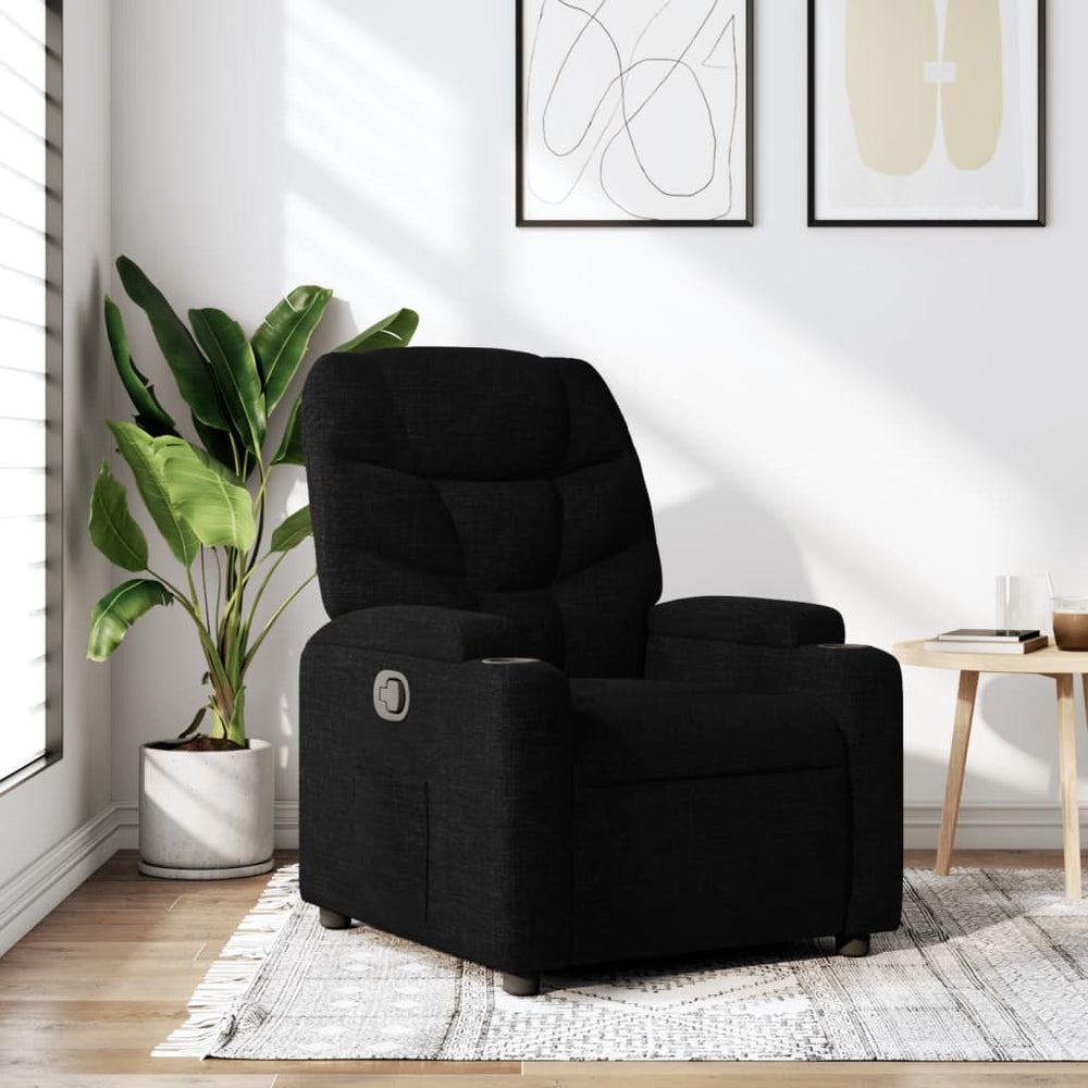 Recliner, black, fabric