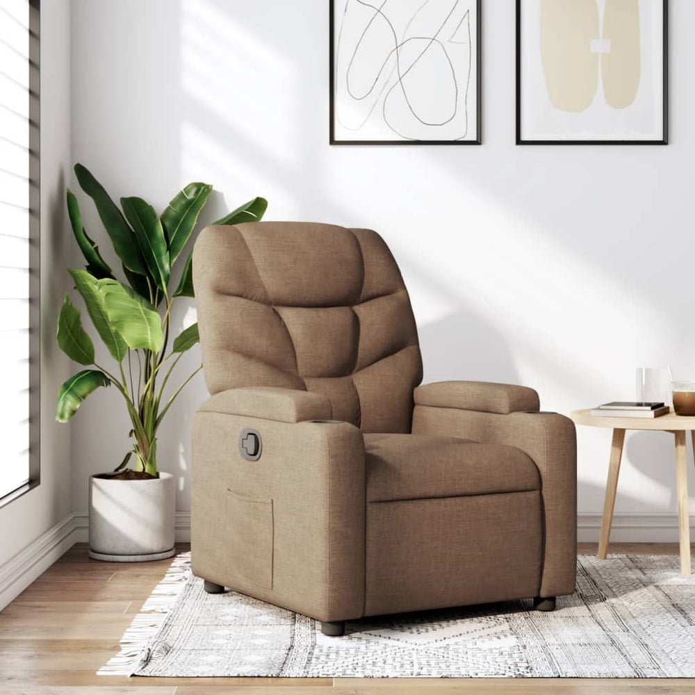 Reclining armchair, brown, fabric