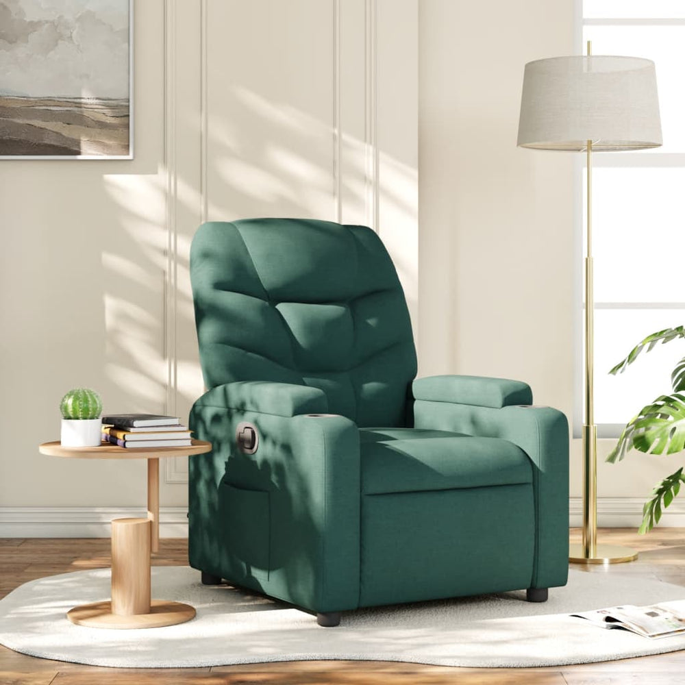 Reclining armchair, dark green, fabric