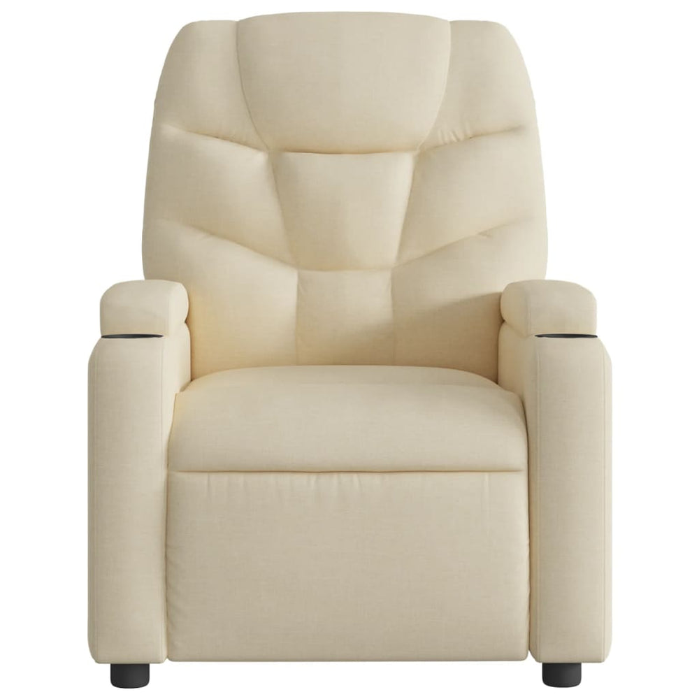 Recliner armchair, cream-colored, fabric