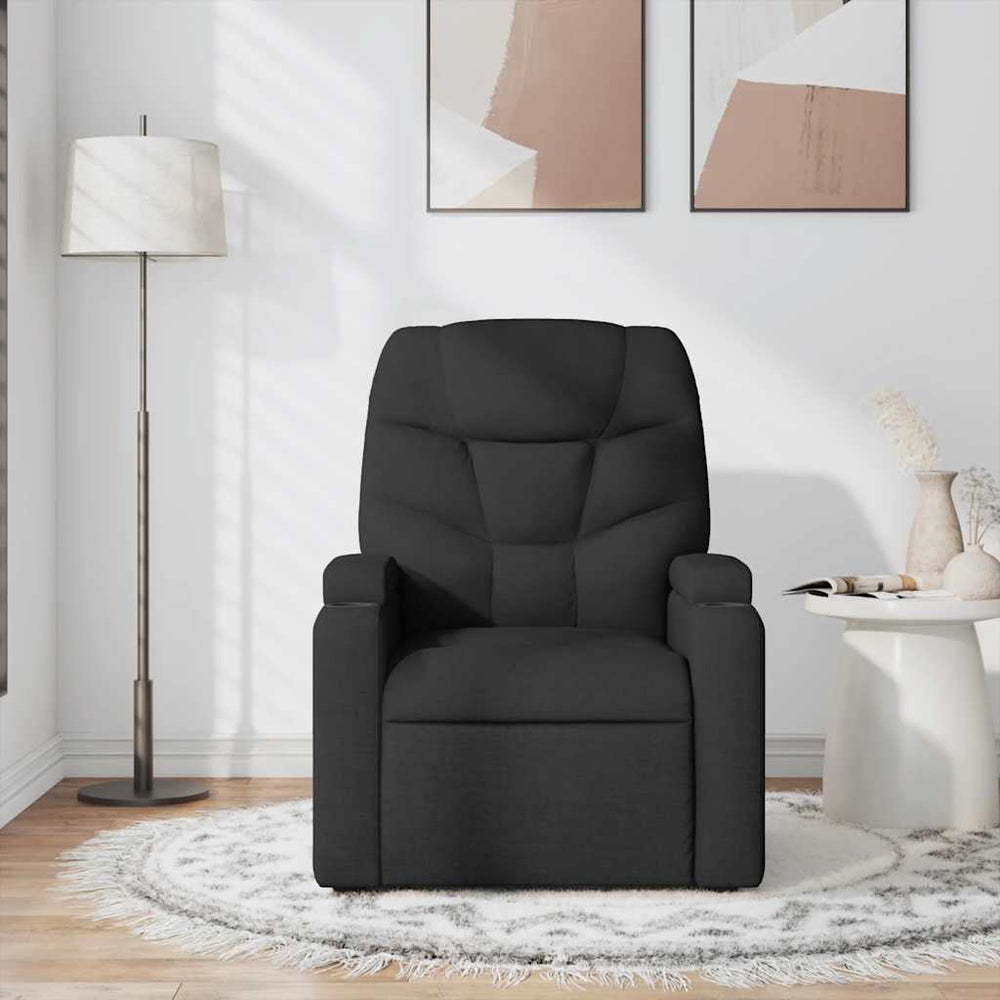 Reclining massage chair, black, fabric