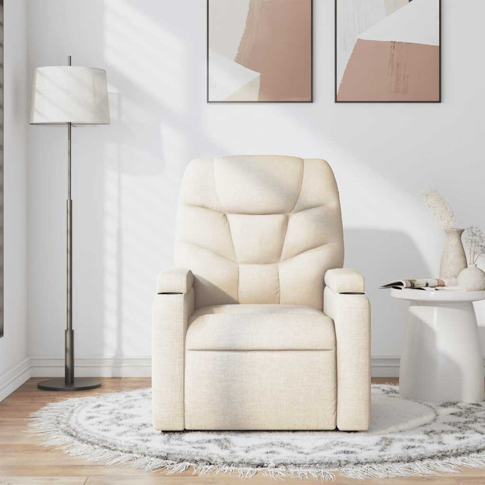 Reclining massage chair, cream, fabric