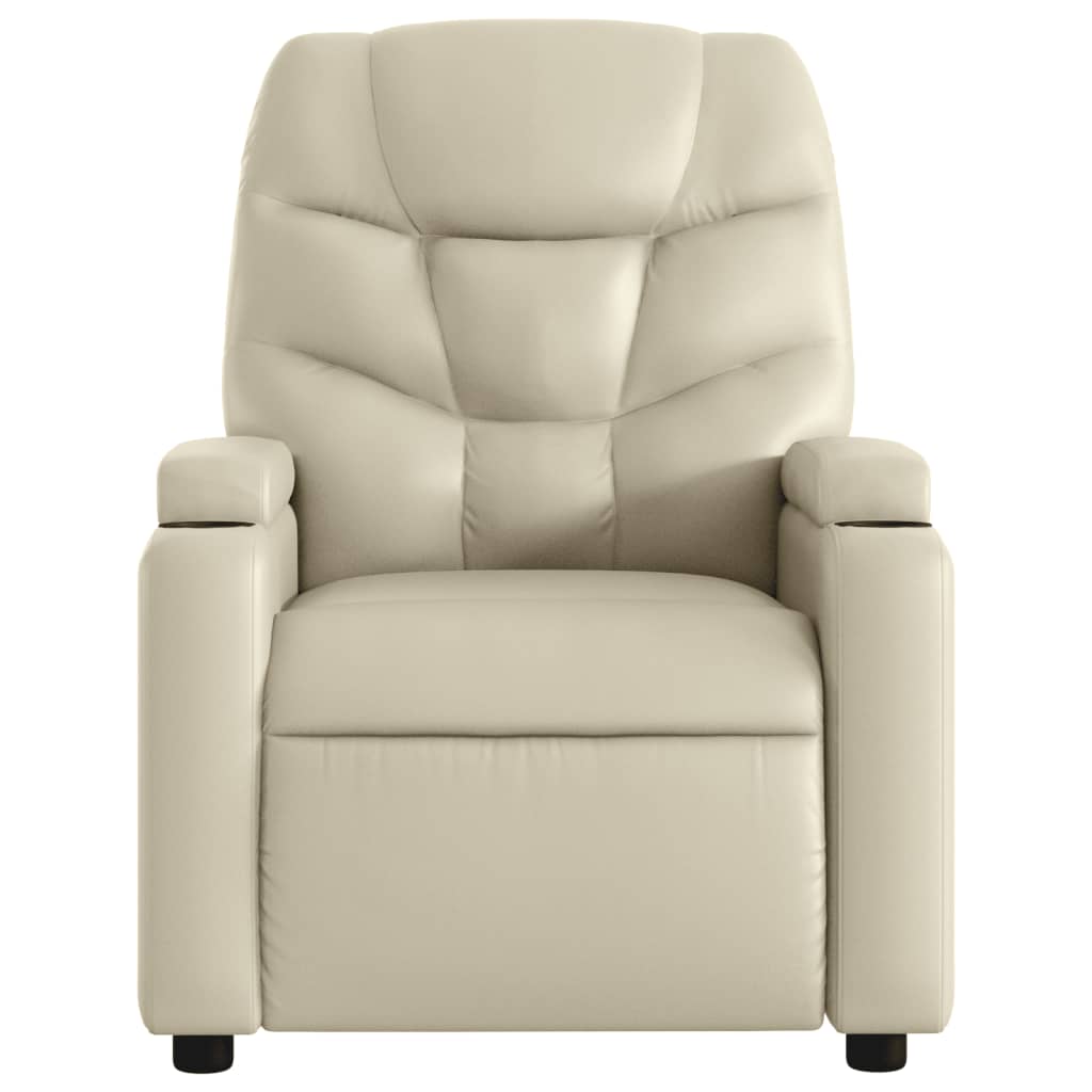Recliner, cream, faux leather