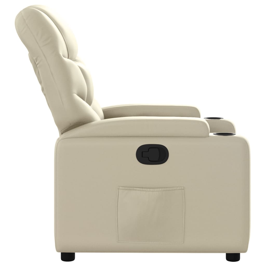 Recliner, cream, faux leather