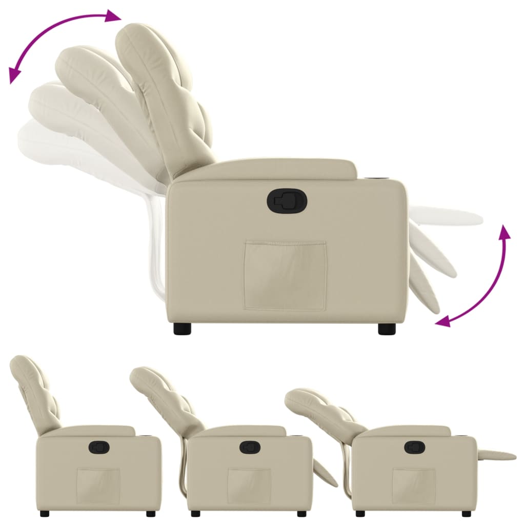 Recliner, cream, faux leather
