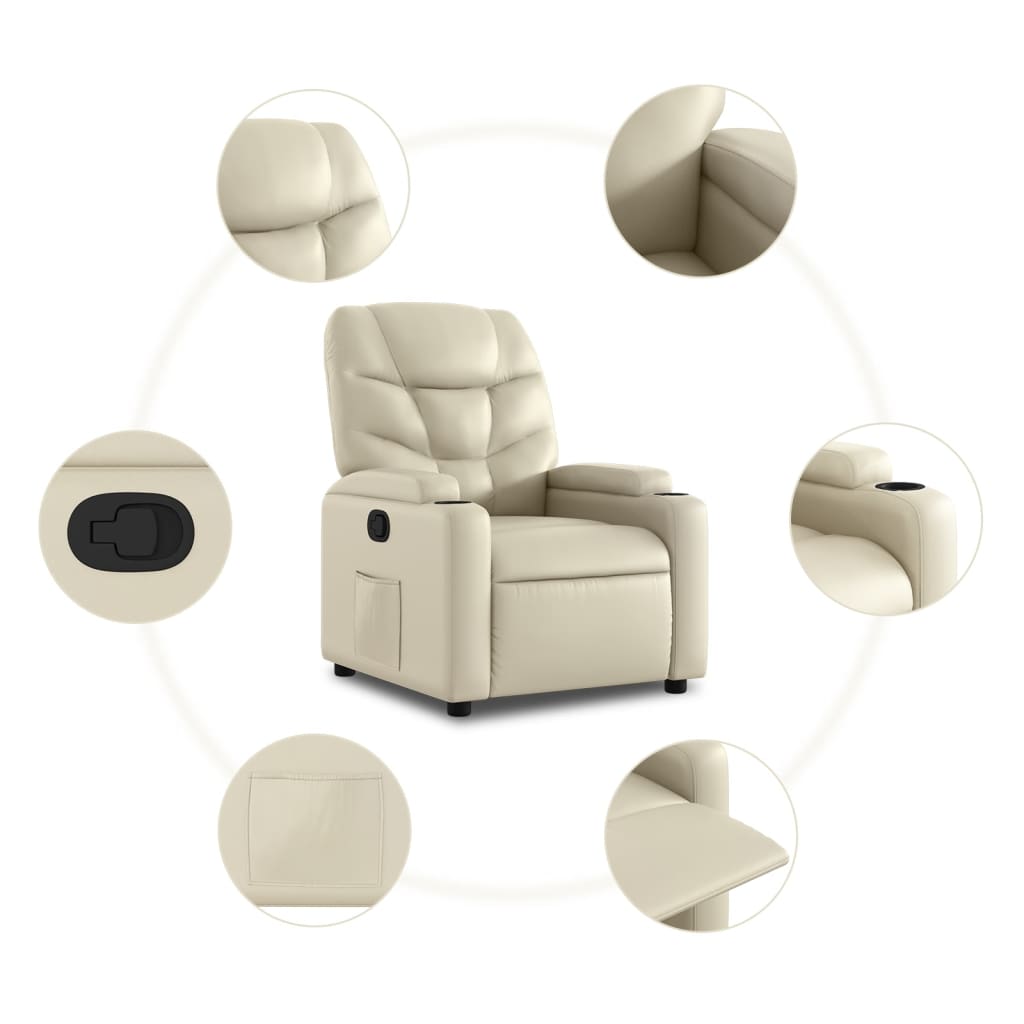 Recliner, cream, faux leather