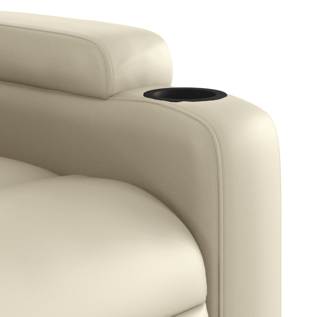 Recliner, cream, faux leather