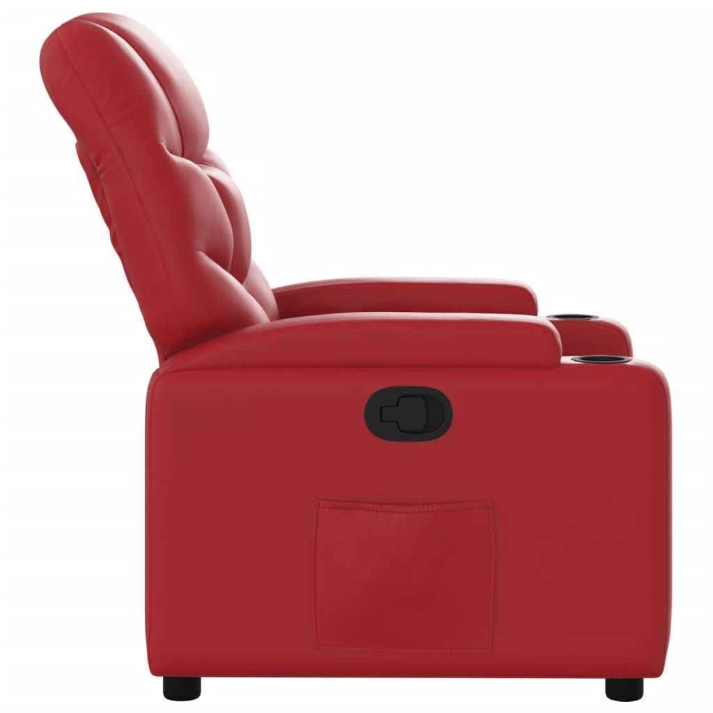 Recliner, red, faux leather