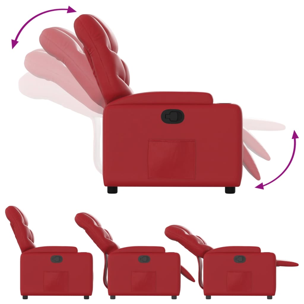 Recliner, red, faux leather