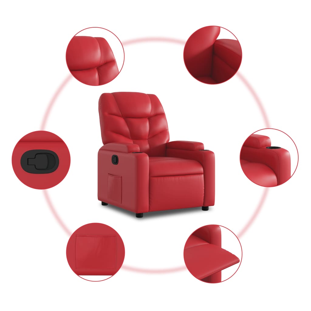 Recliner, red, faux leather