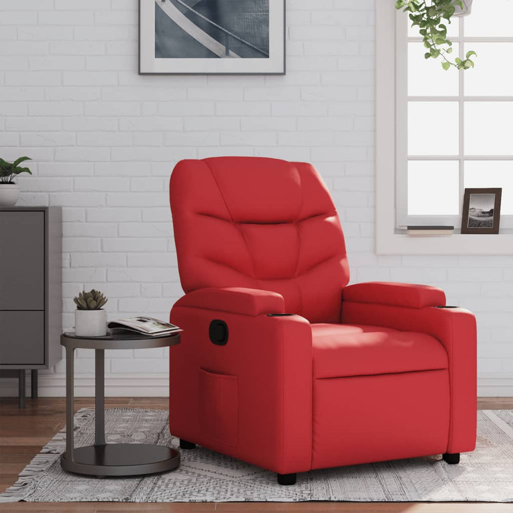 Recliner, red, faux leather