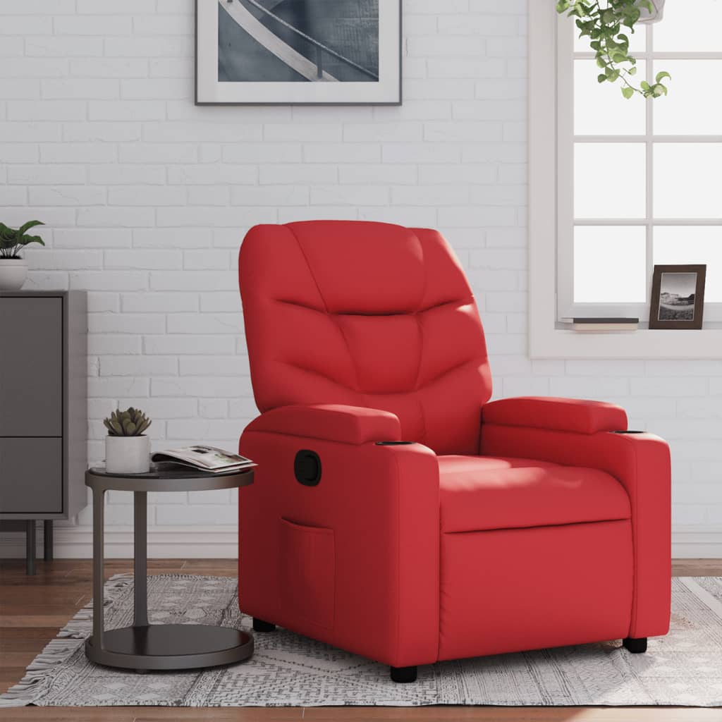 Recliner, red, faux leather