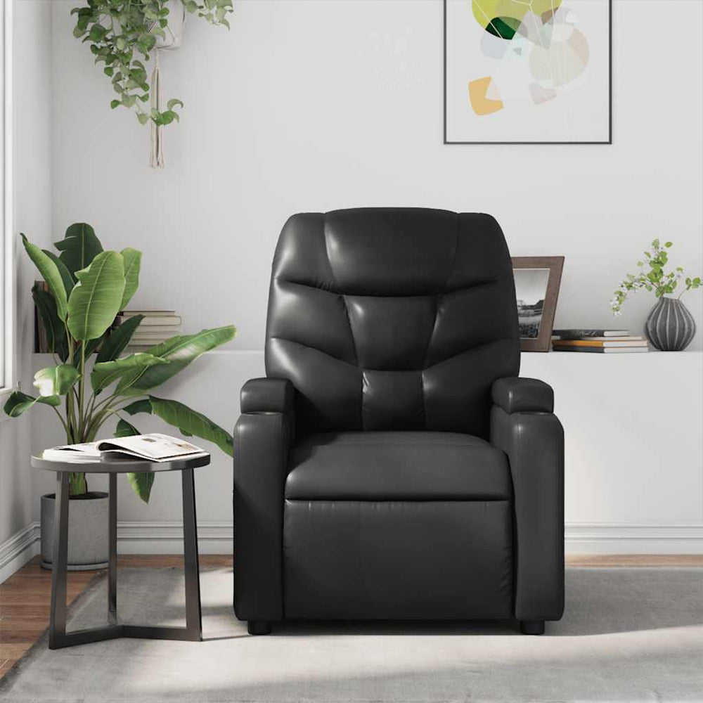 Reclining massage chair, black, artificial leather