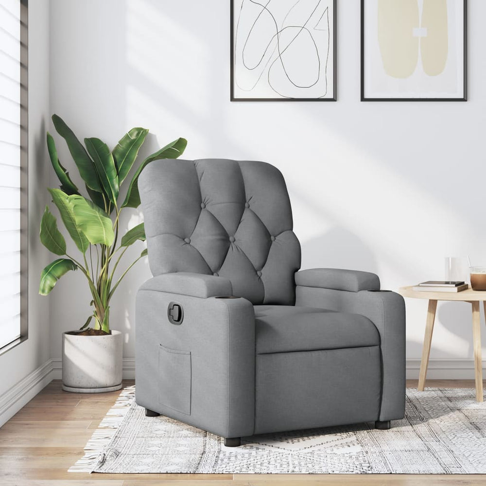 Recliner, light grey, fabric