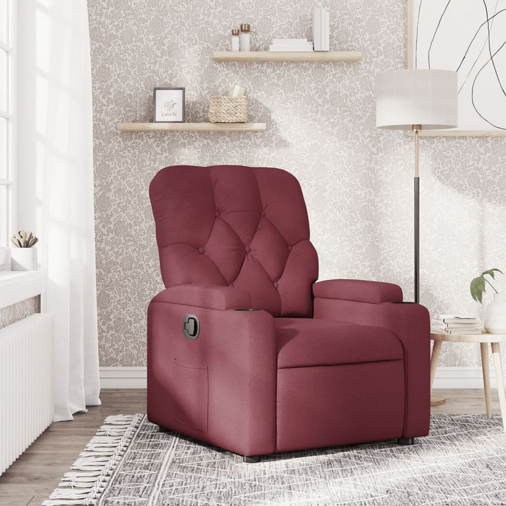 Recliner, burgundy, fabric