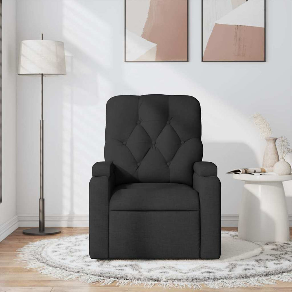 Reclining massage chair, black, fabric