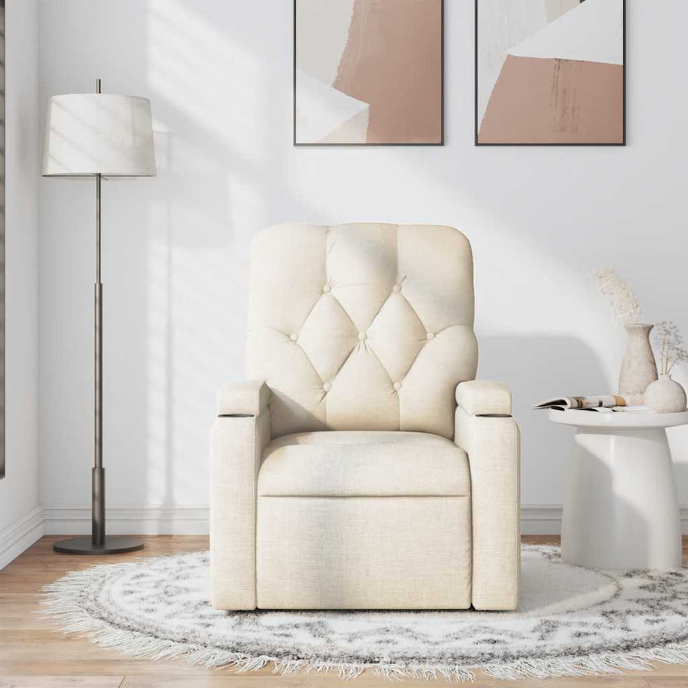 Reclining massage chair, cream, fabric