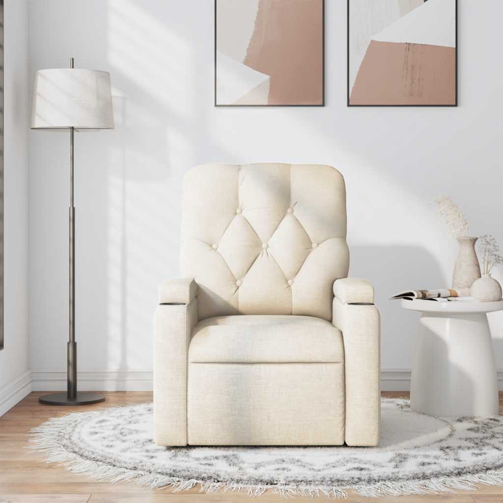 Reclining massage chair, cream, fabric