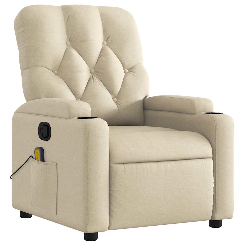 Reclining massage chair, cream, fabric
