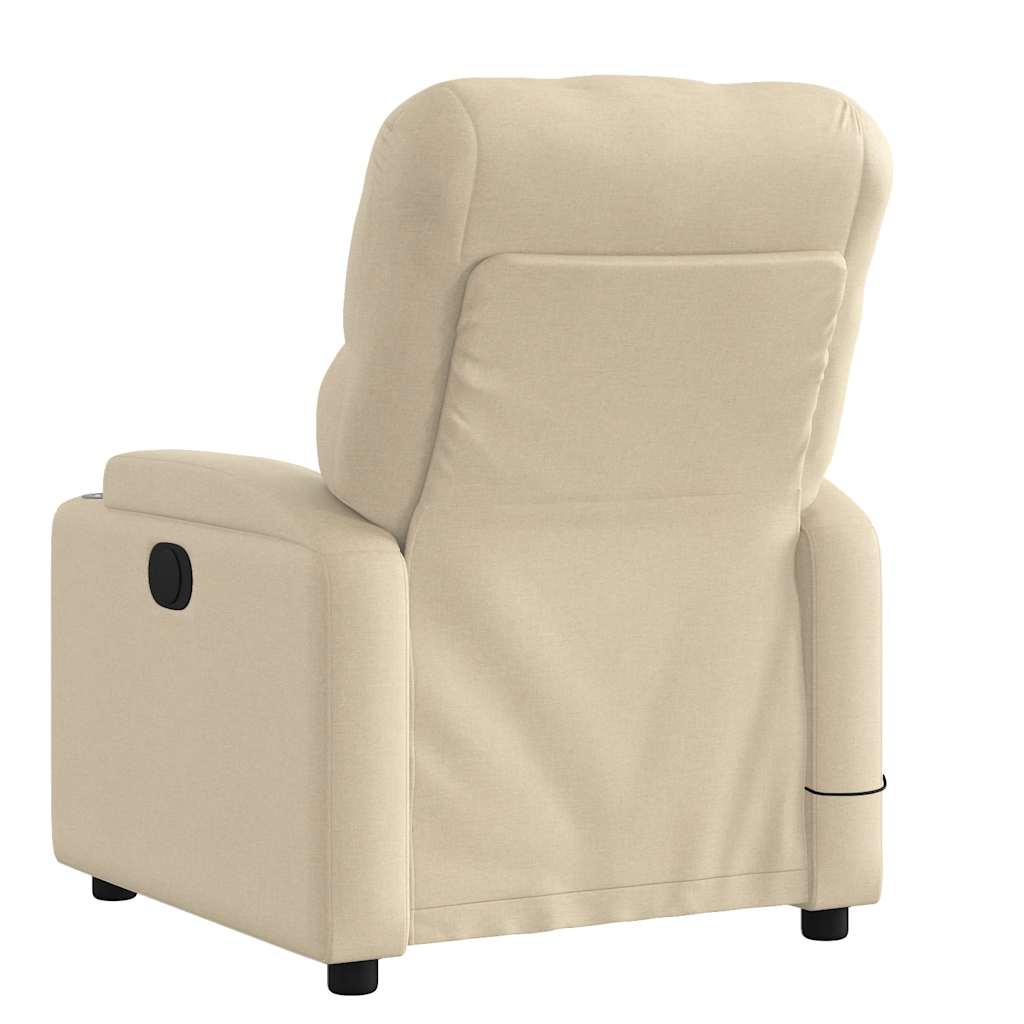 Reclining massage chair, cream, fabric