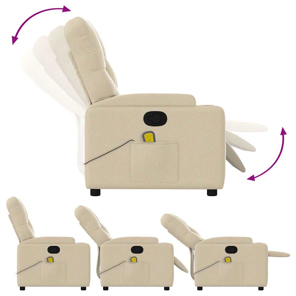 Reclining massage chair, cream, fabric