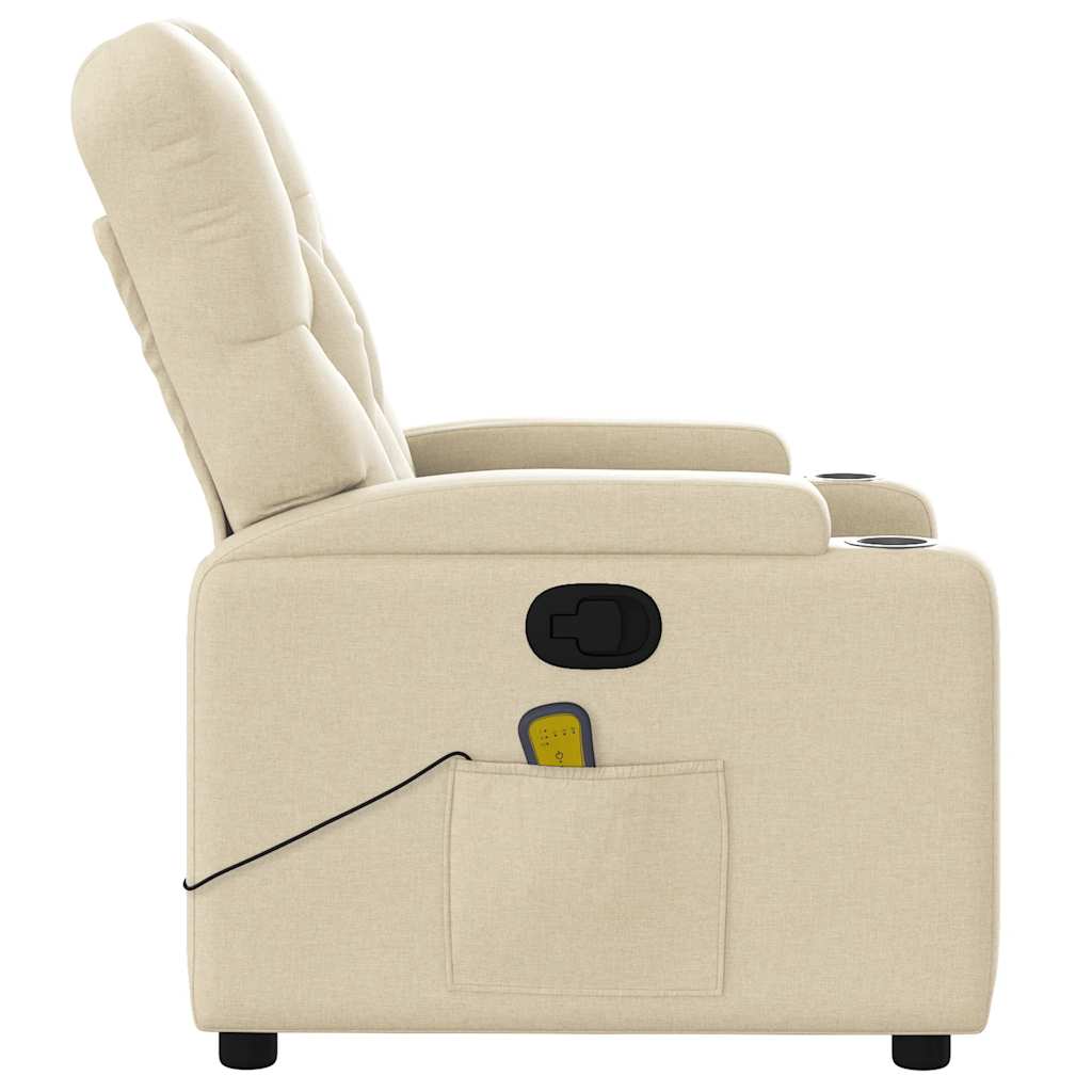 Reclining massage chair, cream, fabric