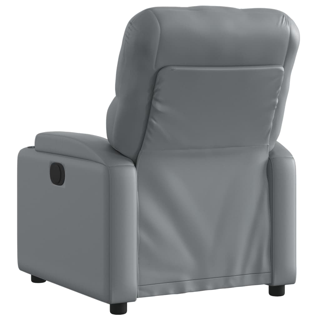 Recliner, grey, artificial leather