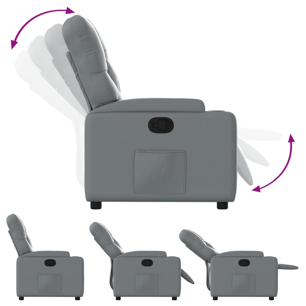 Recliner, grey, artificial leather