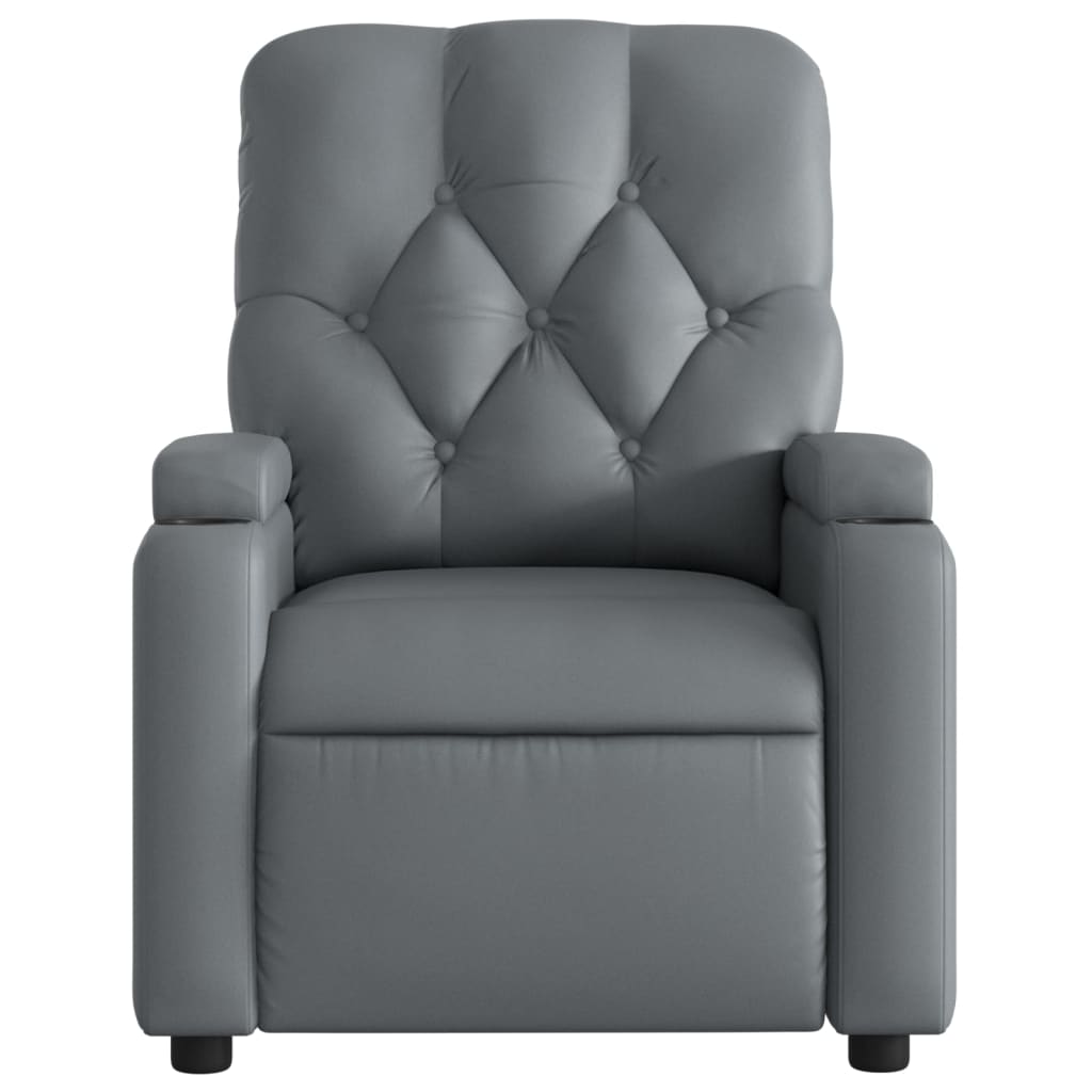 Recliner, grey, artificial leather