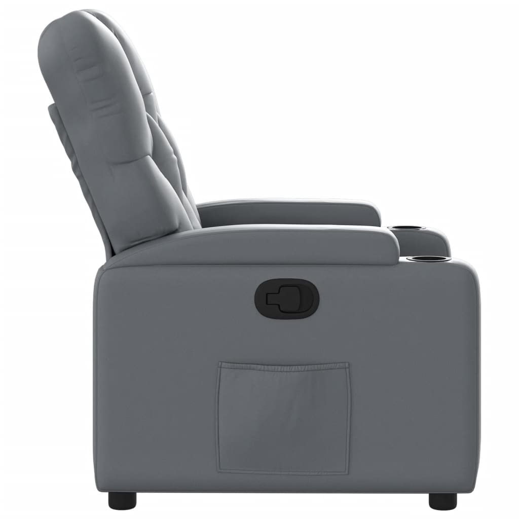 Recliner, grey, artificial leather