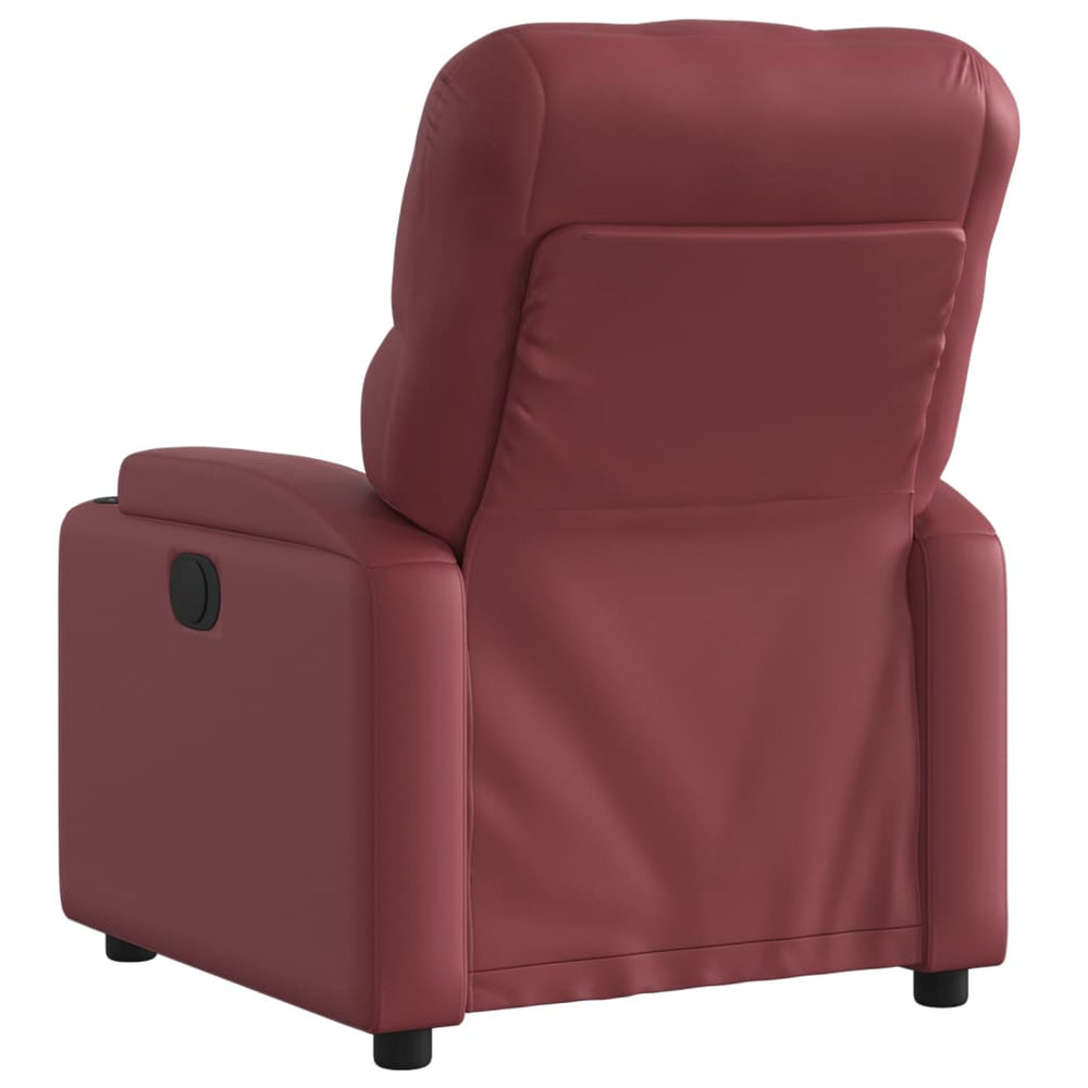 Recliner, burgundy, faux leather