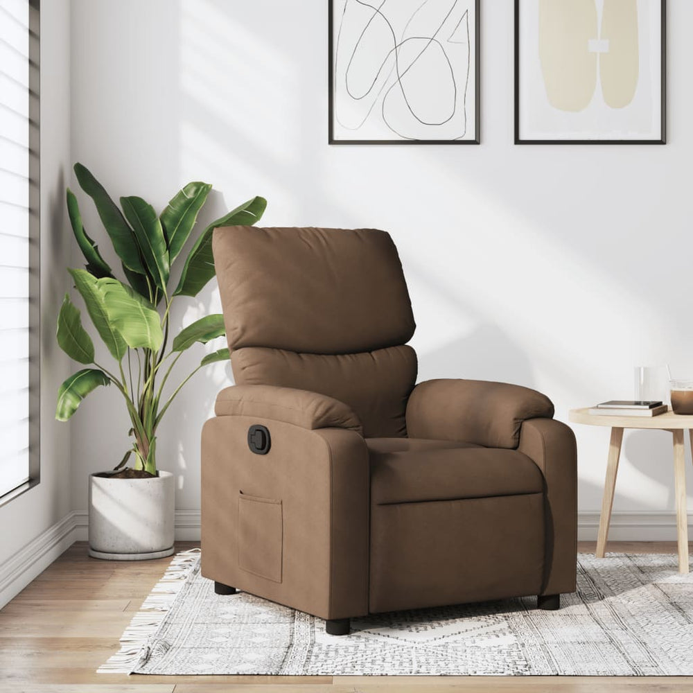 Reclining armchair, brown, fabric