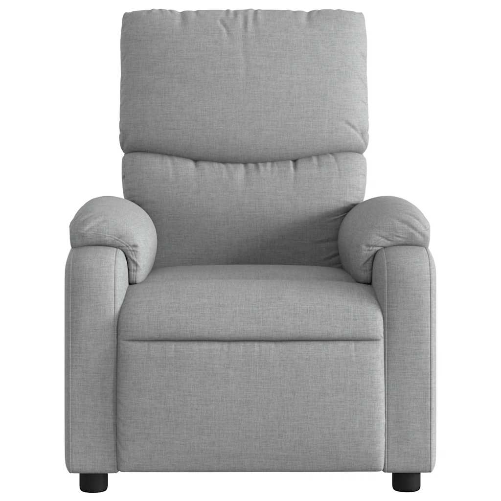 Reclining massage chair, light grey, fabric