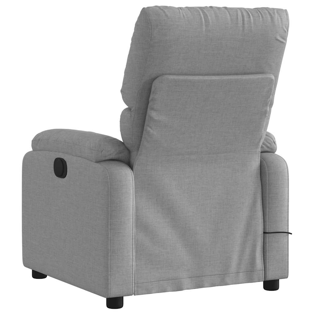 Reclining massage chair, light grey, fabric