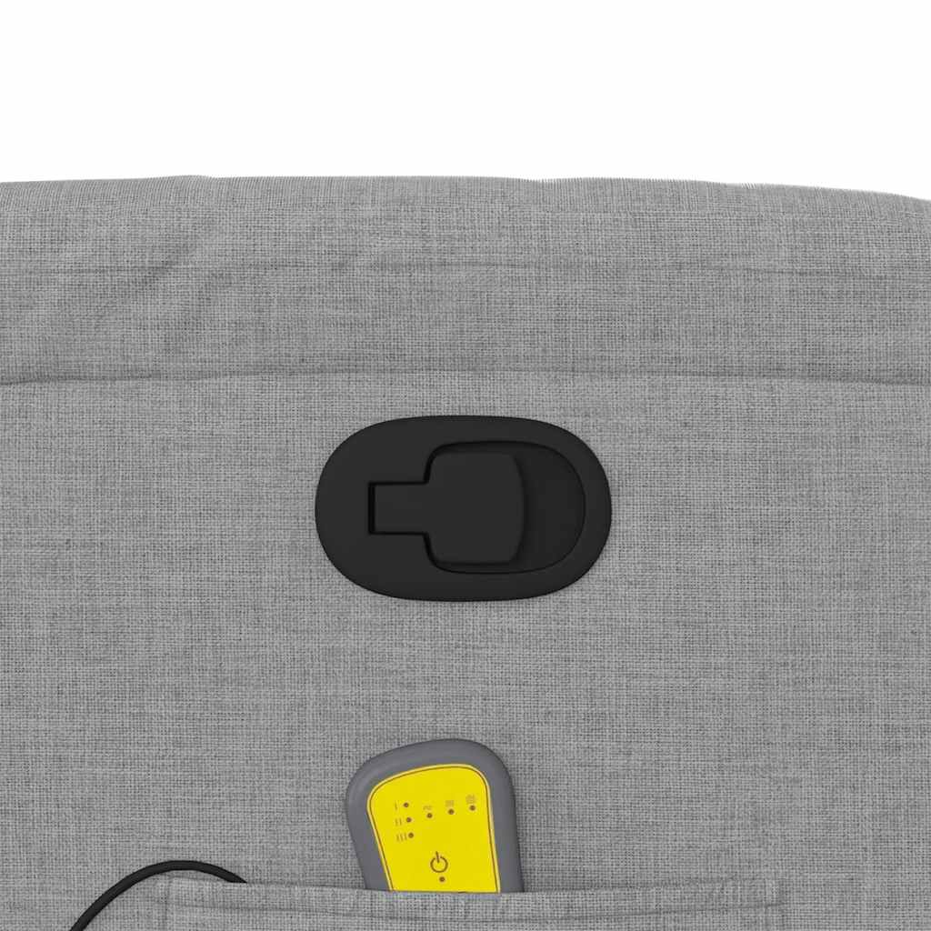Reclining massage chair, light grey, fabric