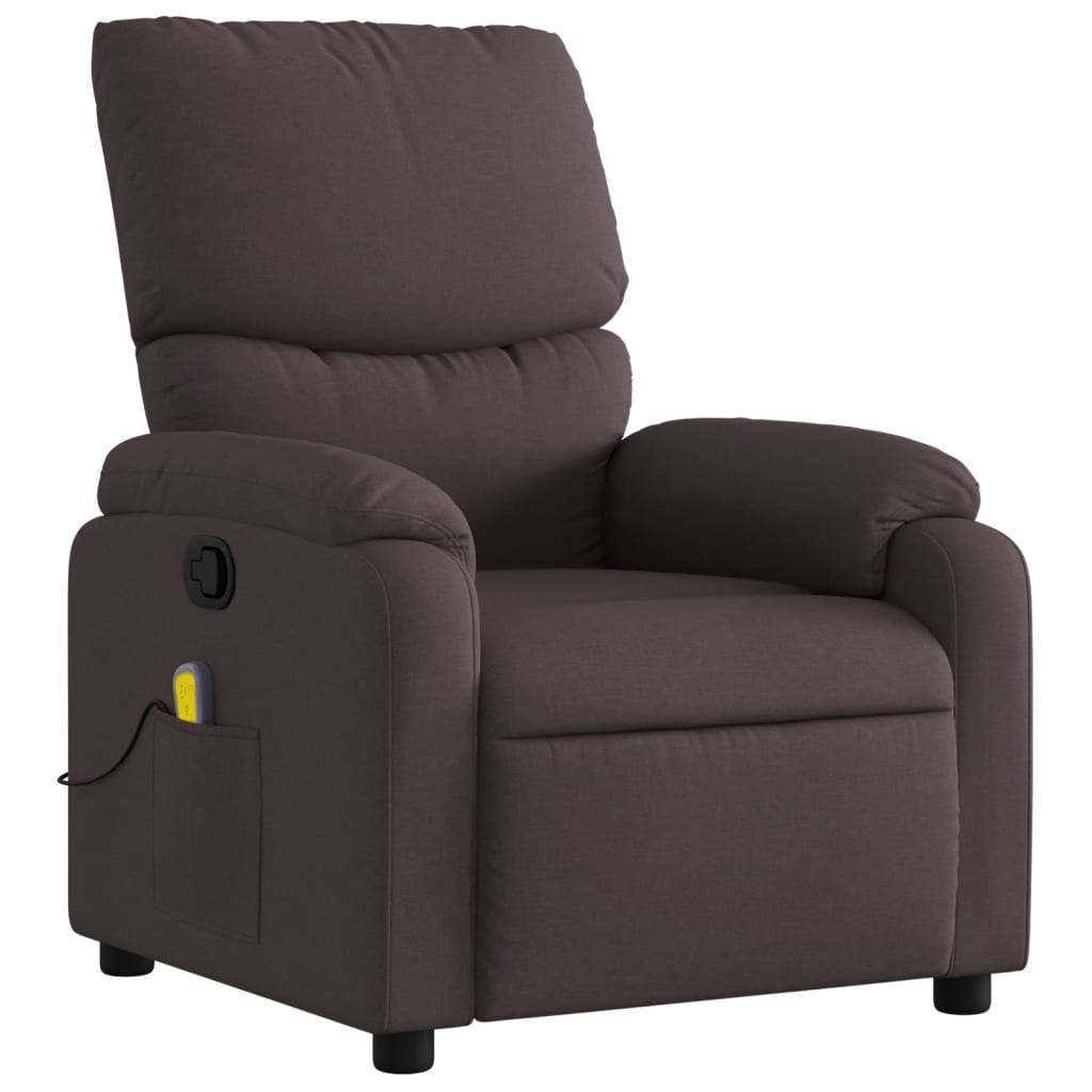 Reclining massage chair, dark brown, fabric