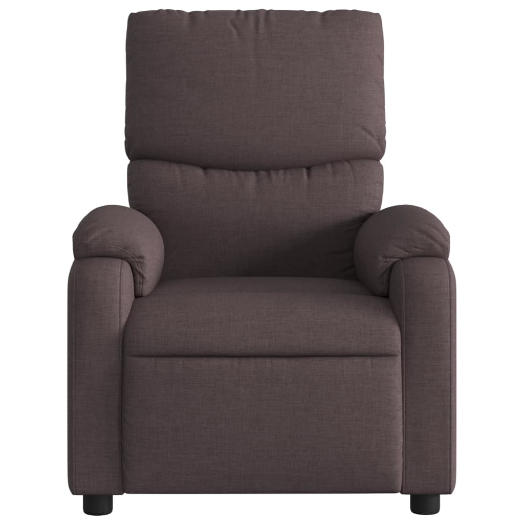 Reclining massage chair, dark brown, fabric