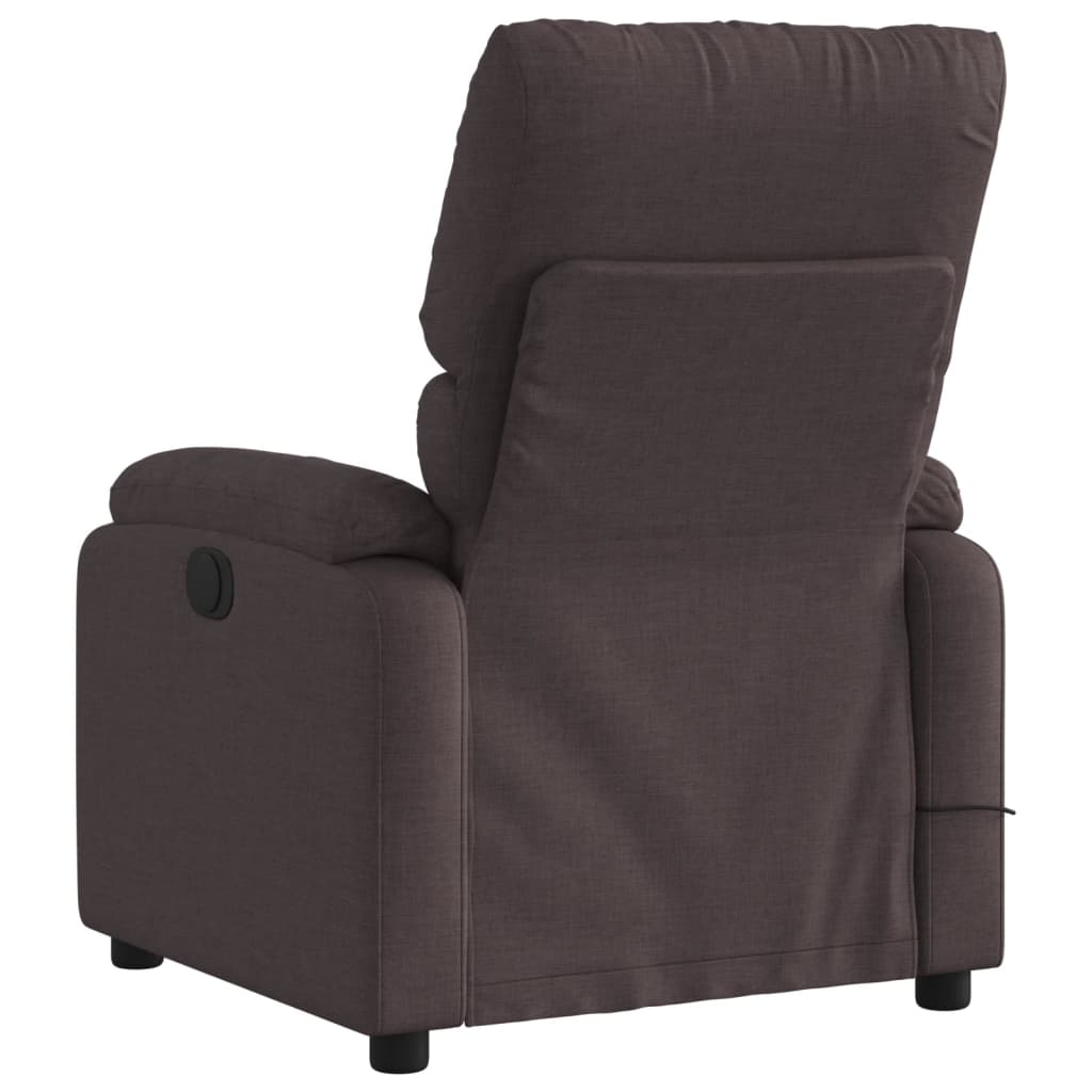 Reclining massage chair, dark brown, fabric