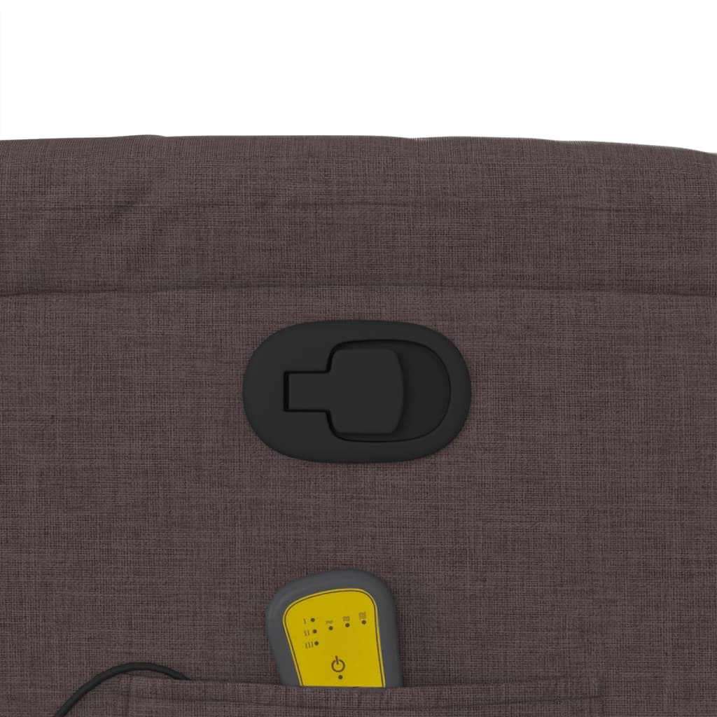 Reclining massage chair, dark brown, fabric