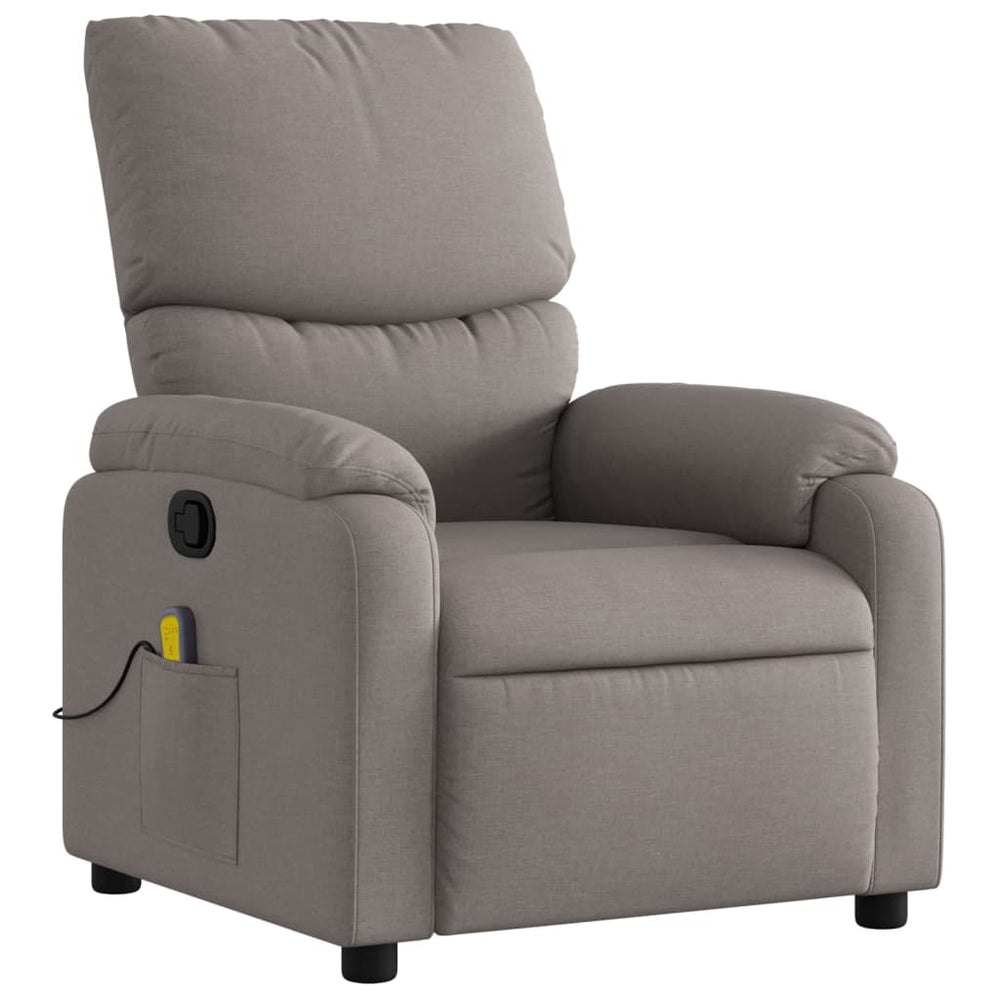 Reclining massage chair, taupe, fabric