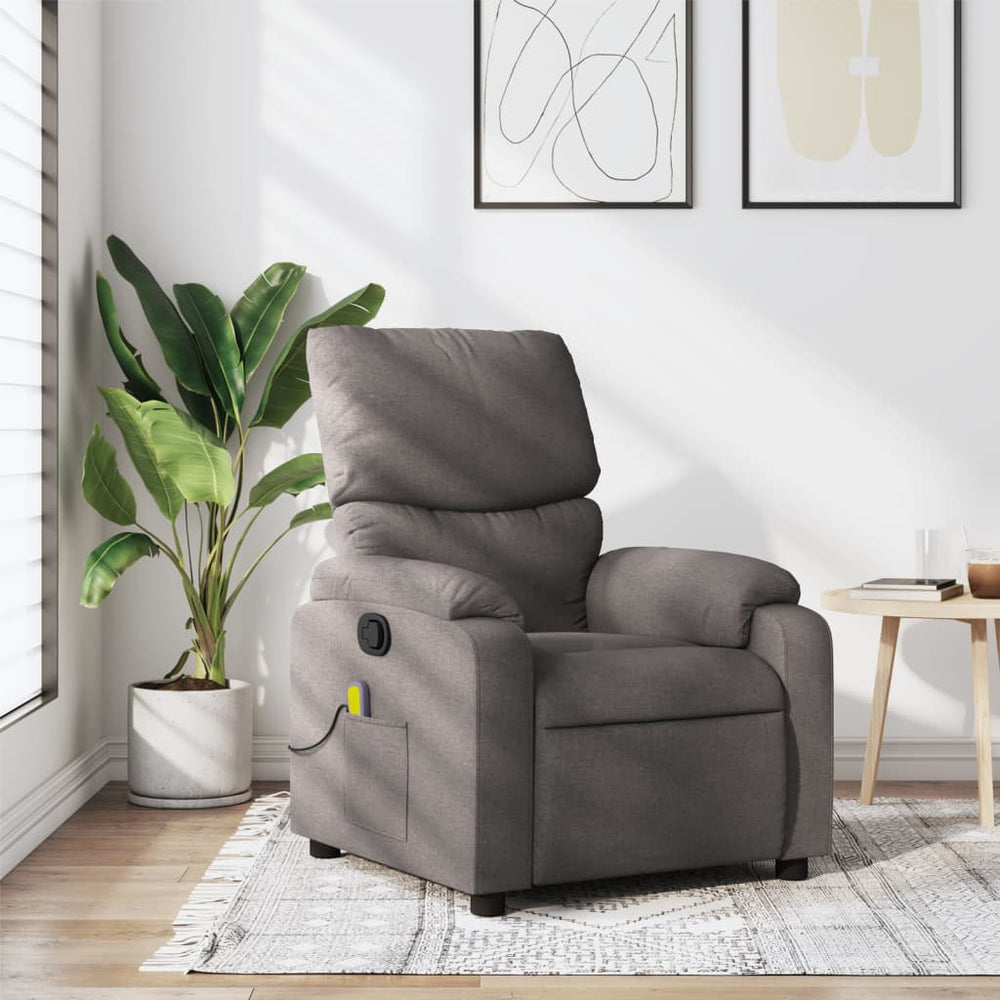 Reclining massage chair, taupe, fabric