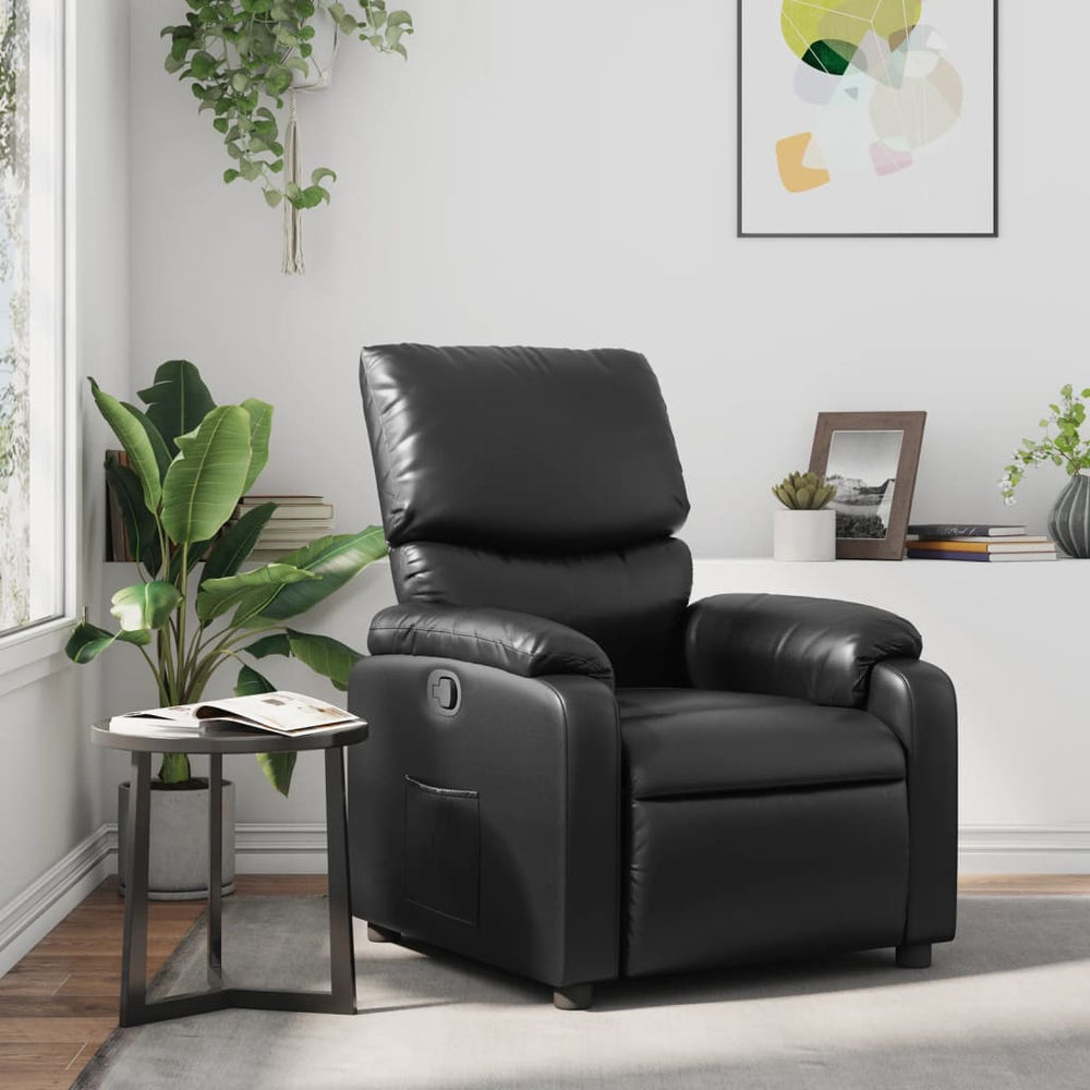 Recliner, black, faux leather