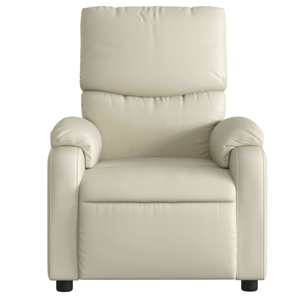 Recliner, cream, faux leather